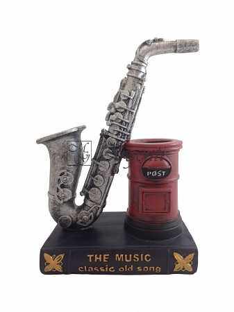 Saxofon-suport pixuri in baie de bronz cu gravare